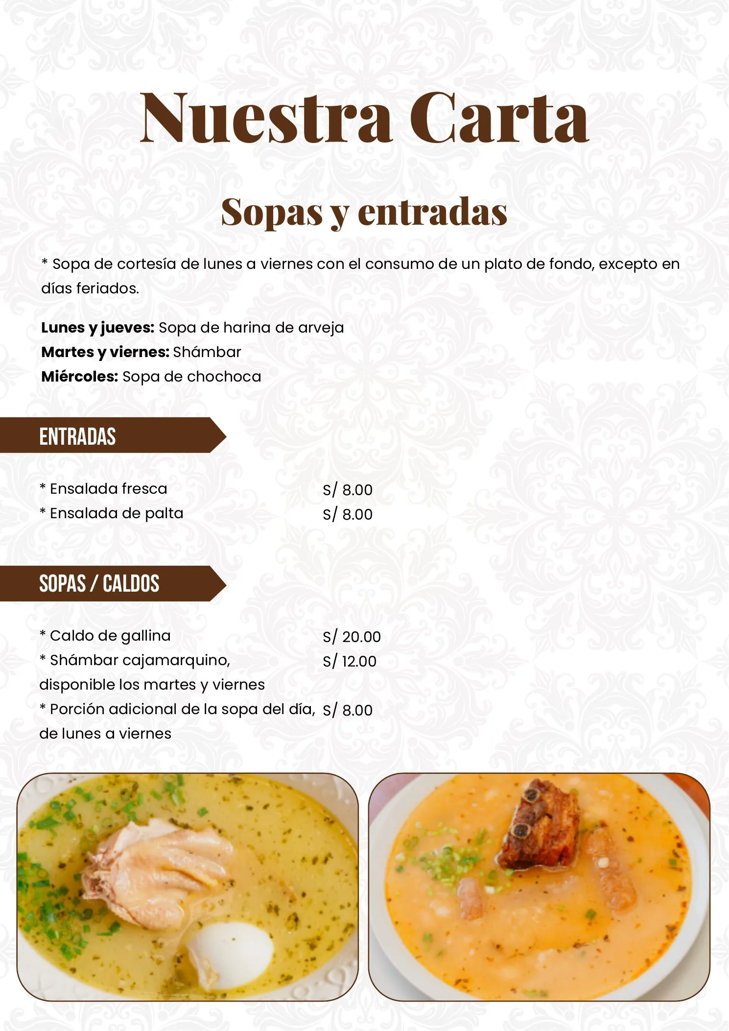 Página 2 de la carta de Restaurante La Jesusana