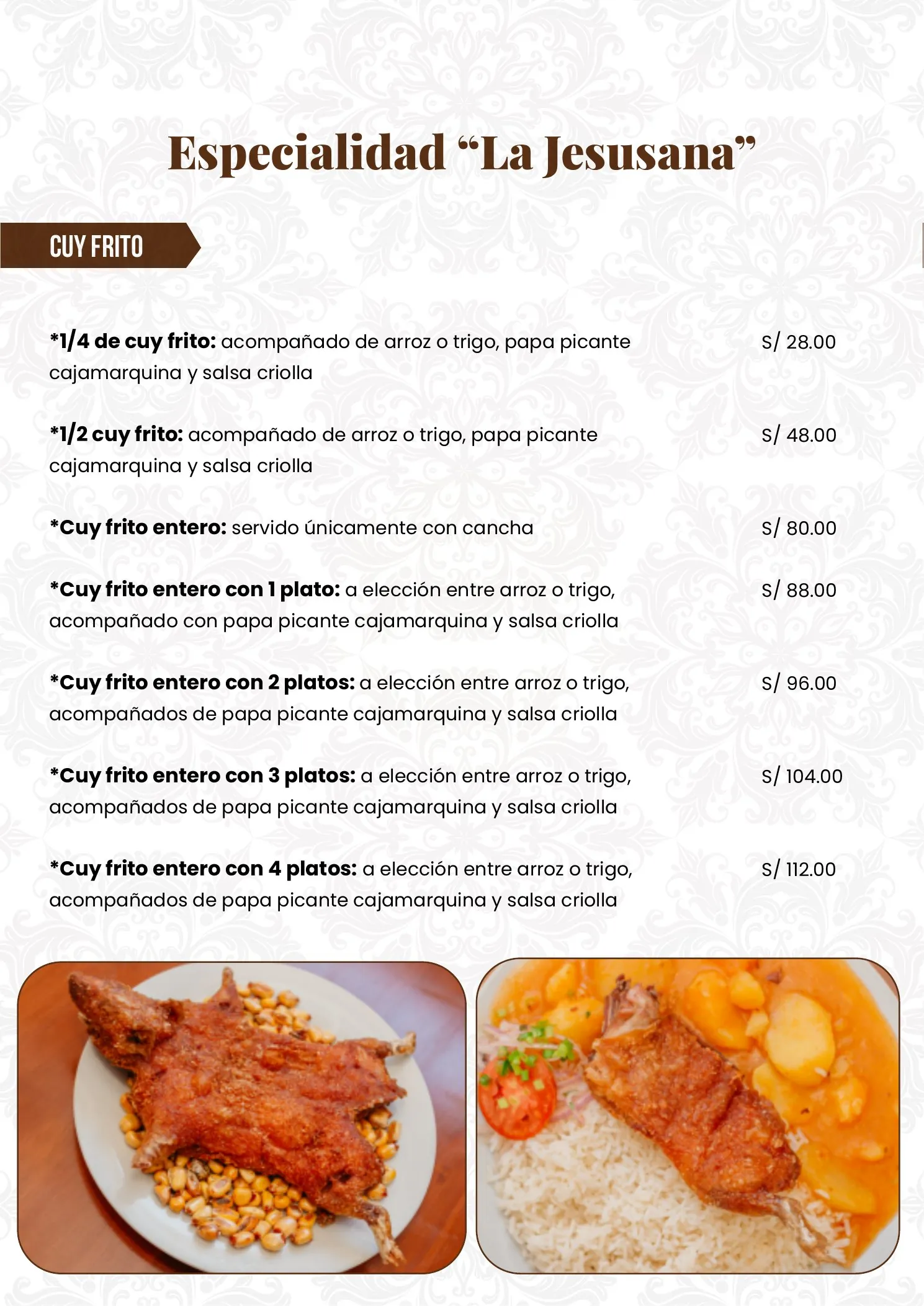 Página 3 de la carta de Restaurante La Jesusana